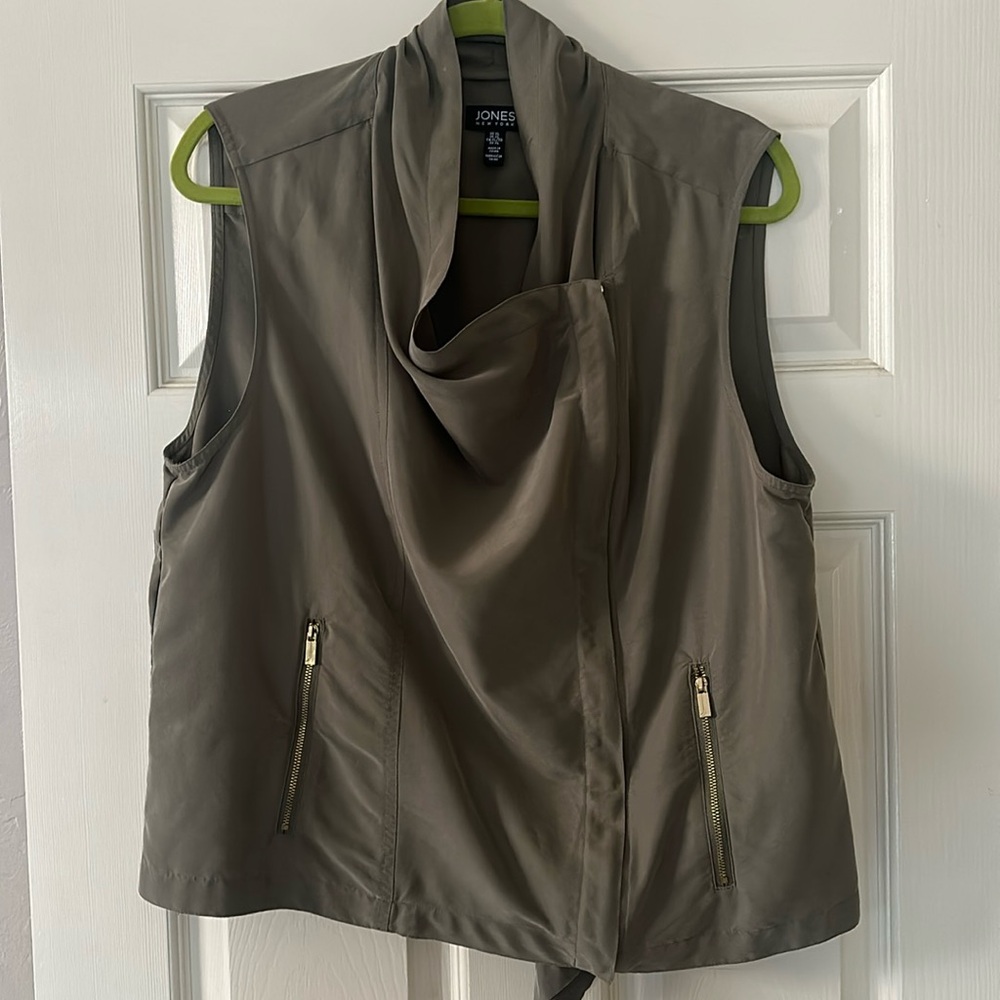 James New York olive green cowl neck vest